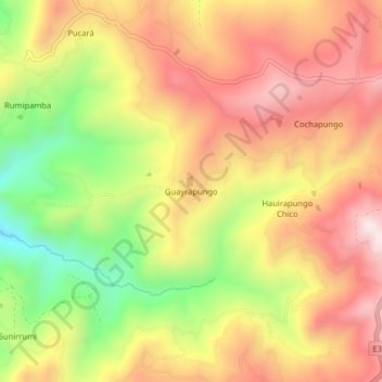 Mapa topográfico Guayrapungo, altitud, relieve