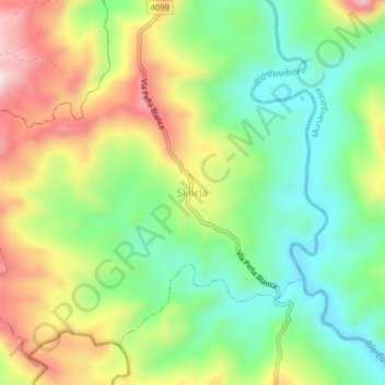 Mapa topográfico Skoria, altitud, relieve