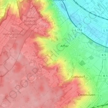 Mapa topográfico Olsdorf, altitud, relieve