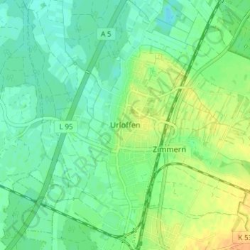 Mapa topográfico Urloffen, altitud, relieve