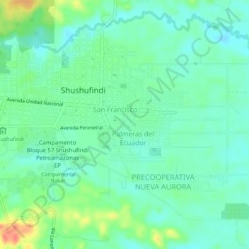 Mapa topográfico 9 de Octubre, altitud, relieve