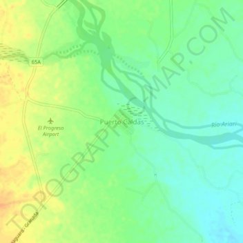 Mapa topográfico Puerto Caldas, altitud, relieve