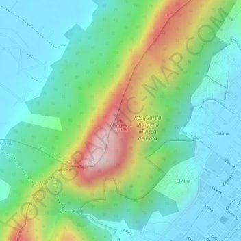 Mapa topográfico Cerro Majuy, altitud, relieve