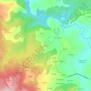 Mapa topográfico Quinta, altitud, relieve