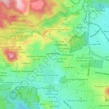 Mapa topográfico Veracruz, altitud, relieve