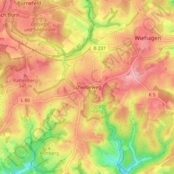 Mapa topográfico Scheideweg, altitud, relieve