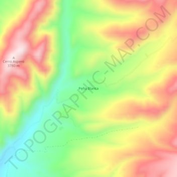 Mapa topográfico Peña Blanca, altitud, relieve