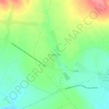 Mapa topográfico Magallanes, altitud, relieve