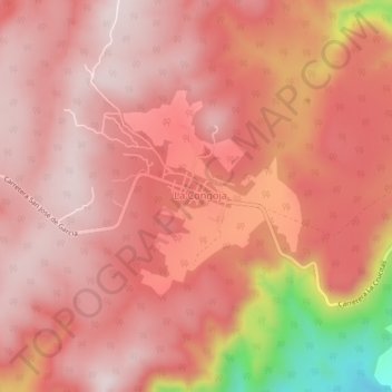 Mapa topográfico La Congoja, altitud, relieve