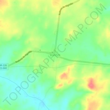 Mapa topográfico Bonfim, altitud, relieve