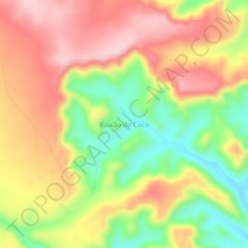 Mapa topográfico Baixão do Coco, altitud, relieve