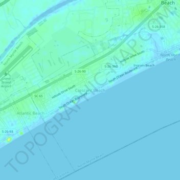 Mapa topográfico Crescent Beach, altitud, relieve