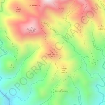 Mapa topográfico Cerro Amatillo, altitud, relieve