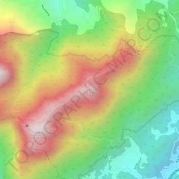 Mapa topográfico Garrafão, altitud, relieve