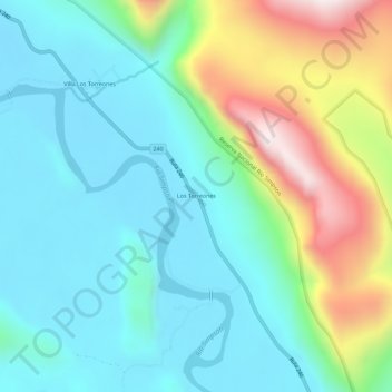 Mapa topográfico Los Torreones, altitud, relieve