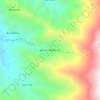 Mapa topográfico Valle del Magdalena, altitud, relieve