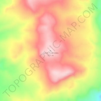 Mapa topográfico Piramides, altitud, relieve