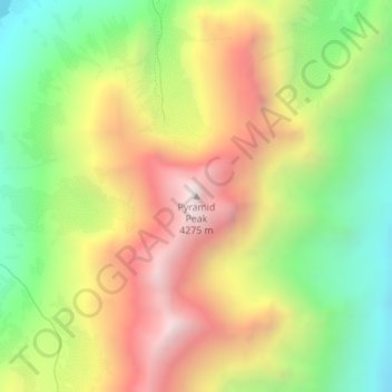 Mapa topográfico Pyramid Peak, altitud, relieve