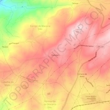 Mapa topográfico Pedreles, altitud, relieve