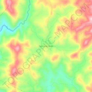 Mapa topográfico Carmo da União, altitud, relieve