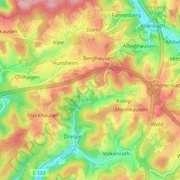 Mapa topográfico Pettseifen, altitud, relieve