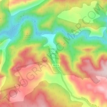Mapa topográfico Huertapelayo, altitud, relieve