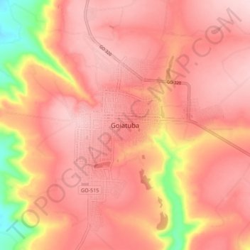 Mapa topográfico Goiatuba, altitud, relieve