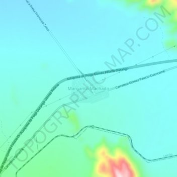 Mapa topográfico Margarito Machado, altitud, relieve