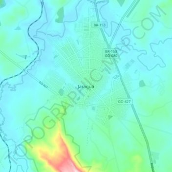Mapa topográfico Jaraguá, altitud, relieve