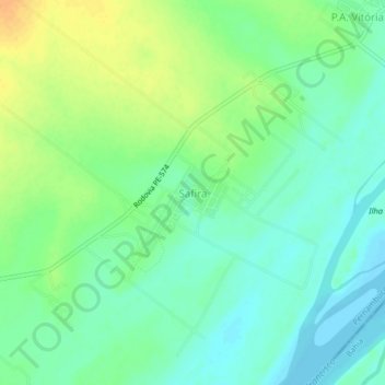 Mapa topográfico Safira, altitud, relieve
