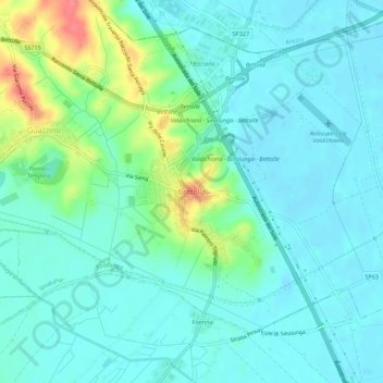 Mapa topográfico Bettolle, altitud, relieve