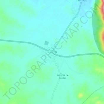Mapa topográfico Km. 50, altitud, relieve