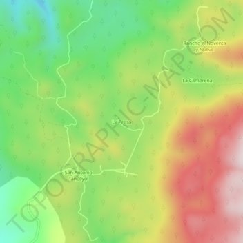 Mapa topográfico La Presa, altitud, relieve