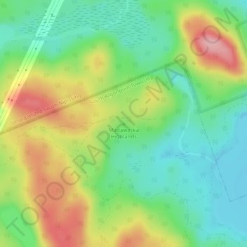 Mapa topográfico Madawaska Highlands, altitud, relieve