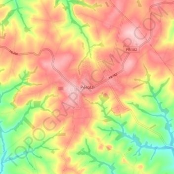 Mapa topográfico Pérola, altitud, relieve