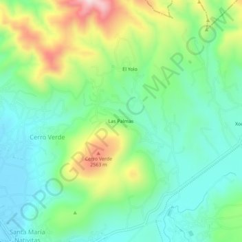 Mapa topográfico Las Palmas, altitud, relieve