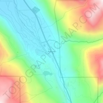 Mapa topográfico Portland, altitud, relieve