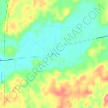 Mapa topográfico Hobomó, altitud, relieve