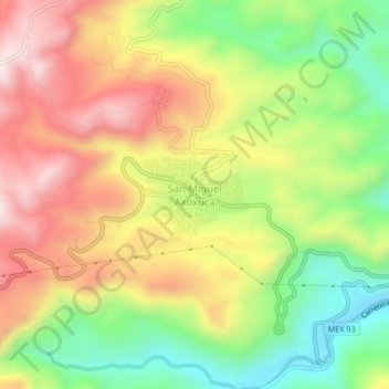 Mapa topográfico San Miguel Axoxuca, altitud, relieve