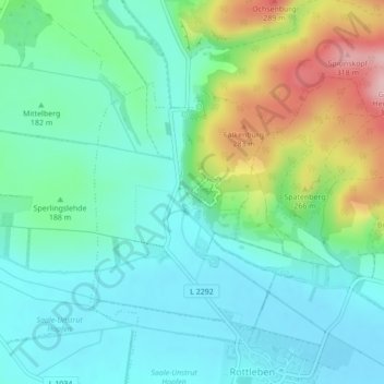 Mapa topográfico Barbarossahöhle, altitud, relieve