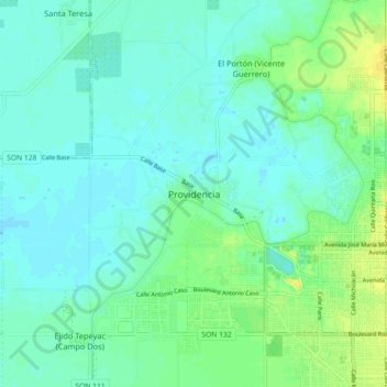 Mapa topográfico Providencia, altitud, relieve