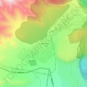 Mapa topográfico Chuquicamata, altitud, relieve