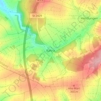 Mapa topográfico Bahra, altitud, relieve