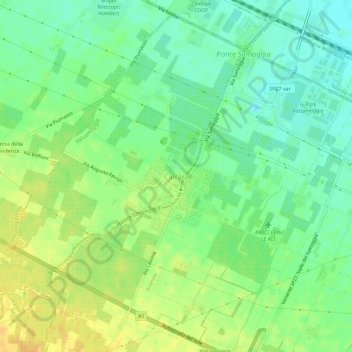 Mapa topográfico Calcara, altitud, relieve