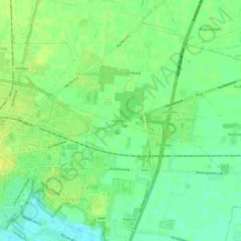 Mapa topográfico Varolino, altitud, relieve