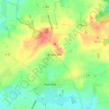 Mapa topográfico Brackrade, altitud, relieve
