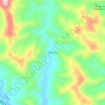 Mapa topográfico Belmont, altitud, relieve