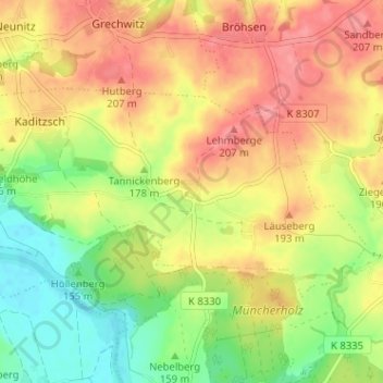Mapa topográfico Schkortitz, altitud, relieve