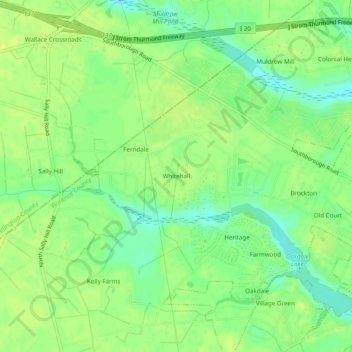Mapa topográfico Whitehall, altitud, relieve
