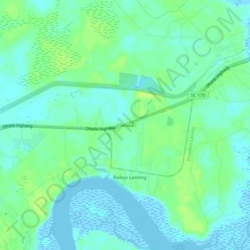 Mapa topográfico Chelsea, altitud, relieve